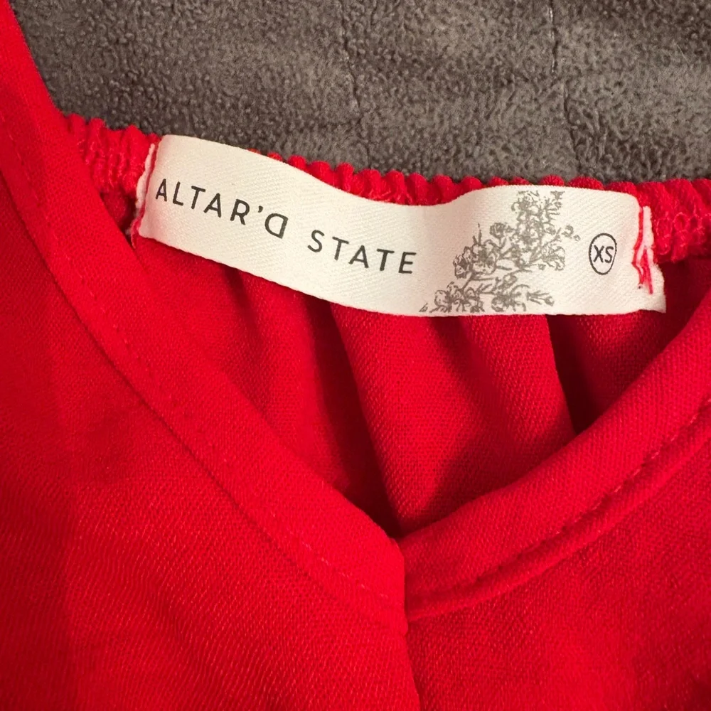 Altar'd State Red Ruched Ruffled Sundress - Picture 2 of 2